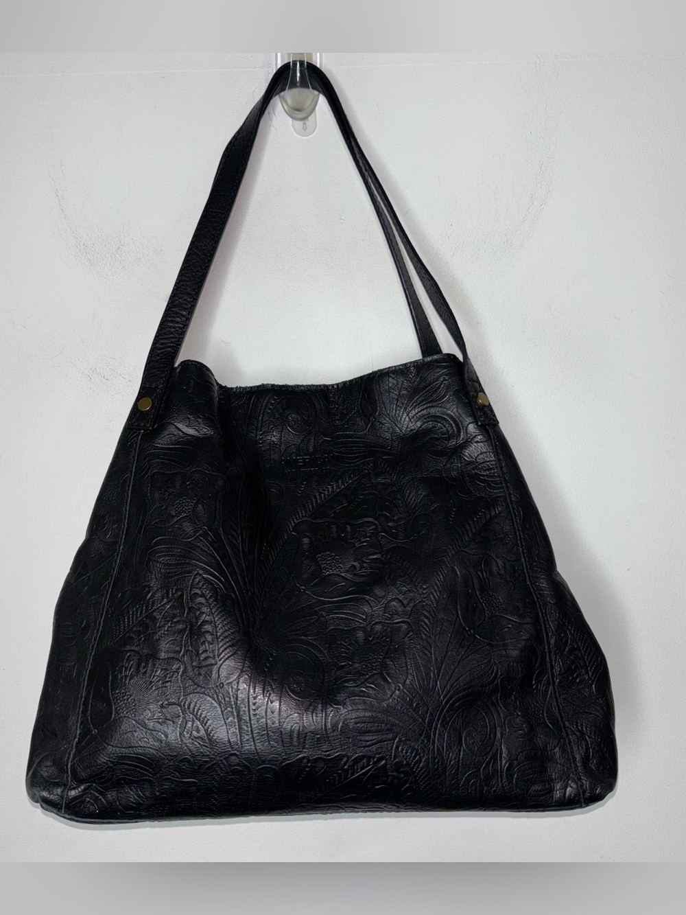 American Leather Co. Liberty Shopper Embossed Tooled Leather Shoulder Bag Boho B
